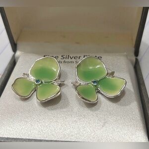 Truly Crystal Green Clover Earrings